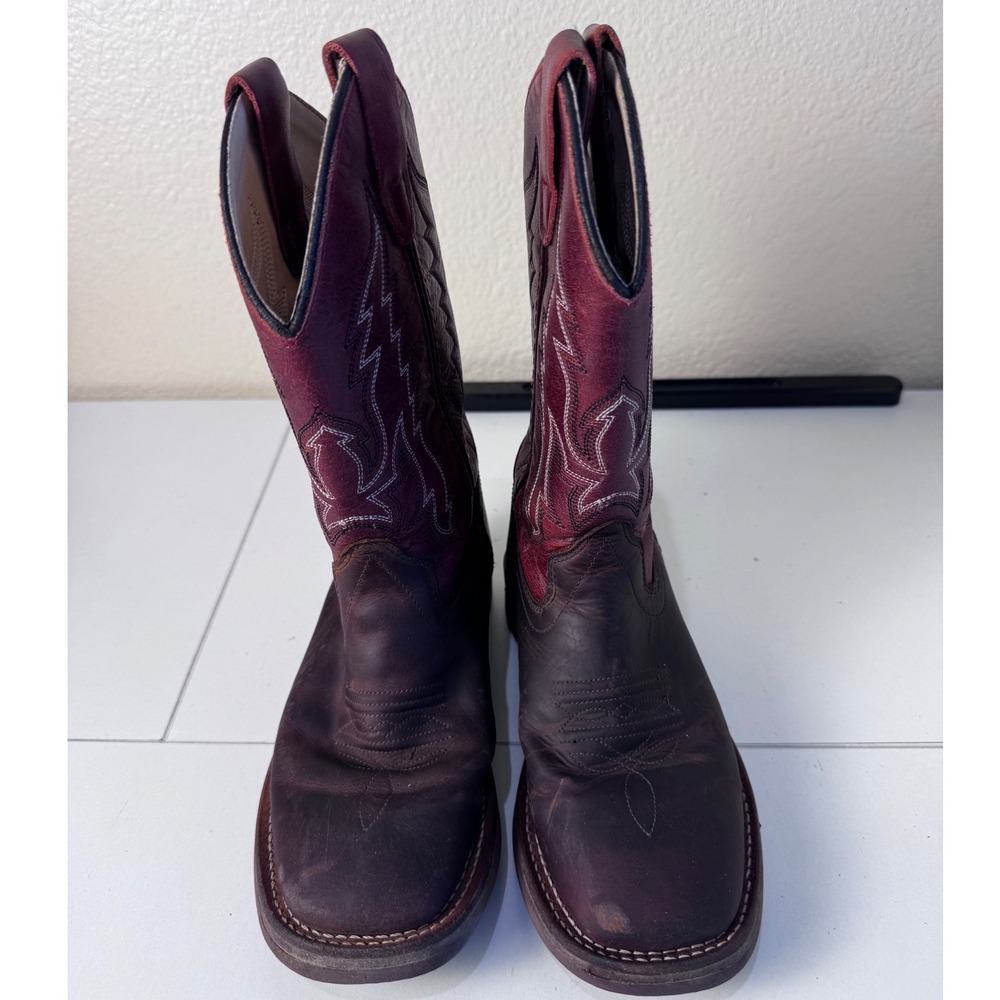 Cody James Leather Western Cowboy Boots Kids Size 1 Brown Maroon Rodeo Country